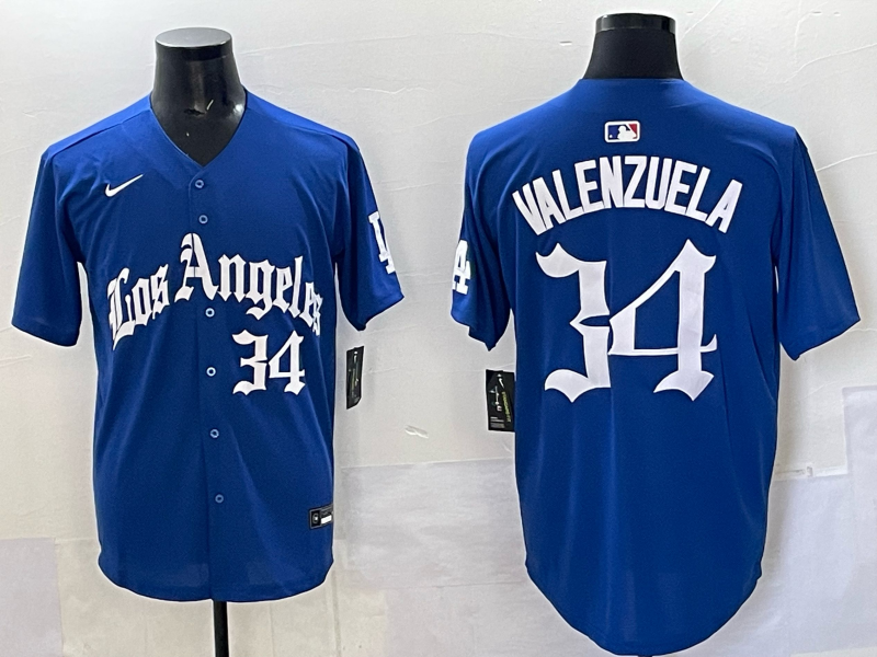 Men Los Angeles Dodgers #34 Valenzuela Blue 2025 Nike MLB Jersey style 008